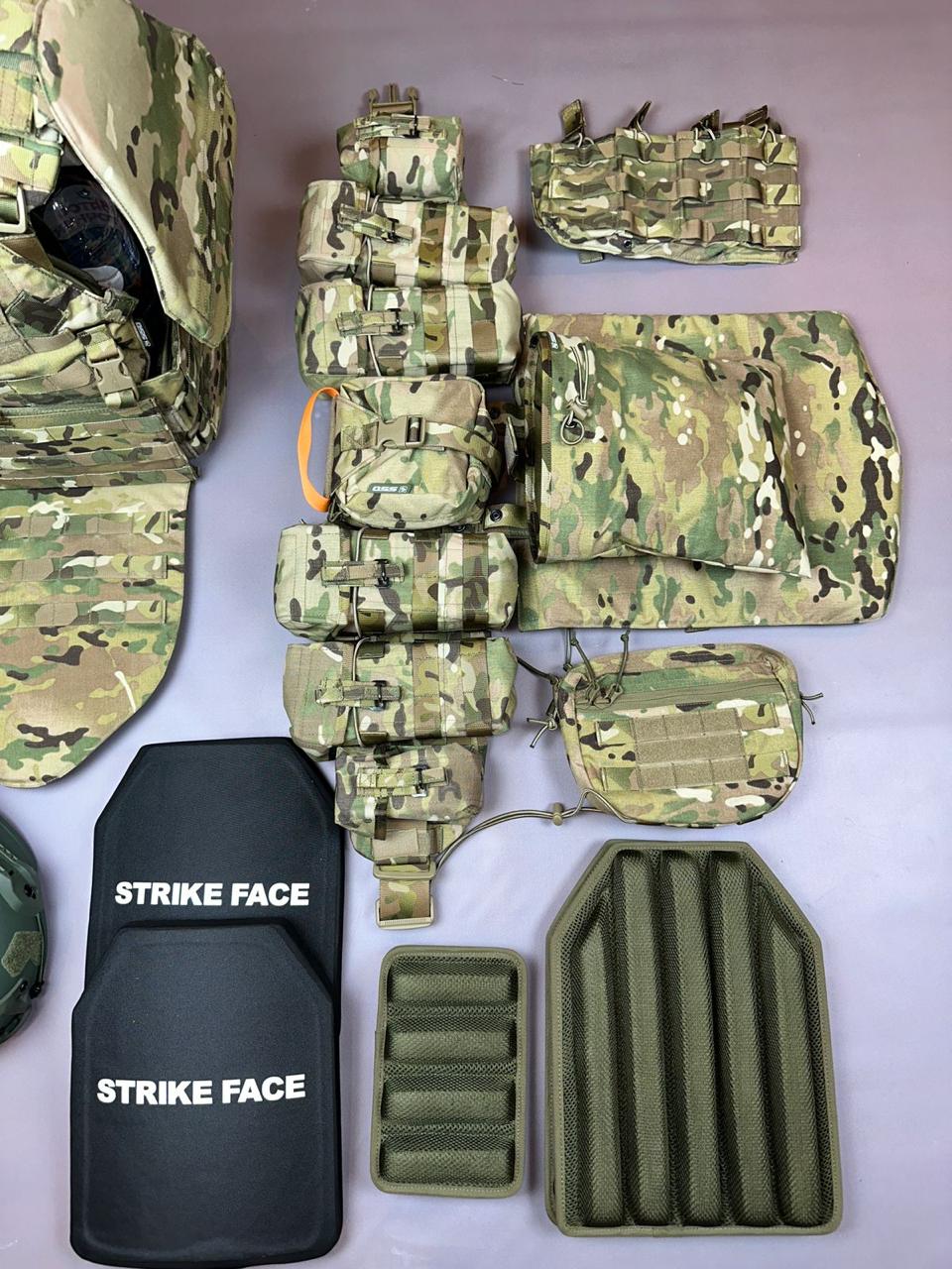 Полный комплект Бронежилет pro mod 2 ШТУРМ MultiCam / Керамические плиты / Шлем с ушами /  L 50-58 /